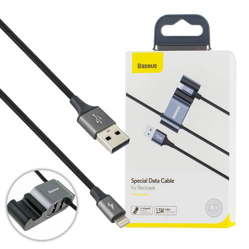 Кабель Baseus Special Data Backseat USB–Lightning + 2×USB, чорний (CALHZ-01)