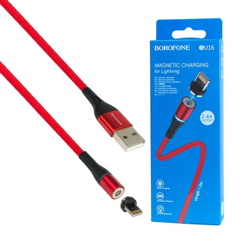 Магнітний кабель BOROFONE BU16 Skill USB–Micro USB 1.2 м, нейлон, алюміній, червоний