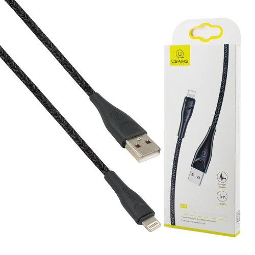 Кабель Usams US-SJ391 U41 Lightning, плетений, для зарядки й даних, 1 м, чорний