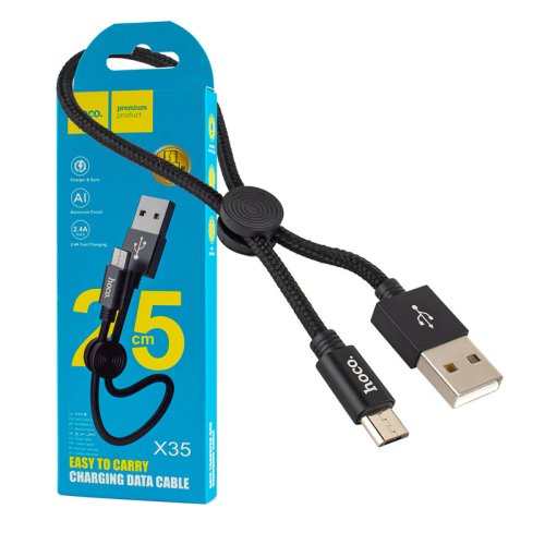 Кабель HOCO X35 Premium для зарядки MicroUSB, чорний, 0,25 м