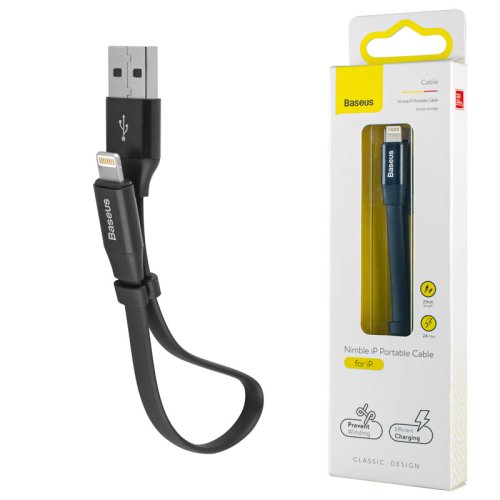 Кабель Baseus Nimble Lightning для iPhone 2A, 0,23 м, чорний (CALMBJ-B01)