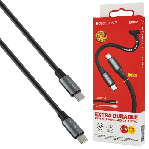 Кабель BOROFONE BX82 USB-C/USB-C 60W, чорний (6974443386257)