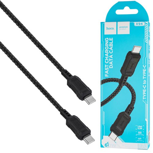 Кабель HOCO X94 Leader USB‑C—USB‑C 60W для зарядки та даних, чорний