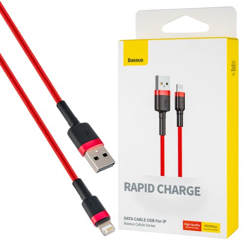 Кабель Baseus Cafule USB–Lightning 2 м, 1.5A, червоно-червоний (CALKLF-C09)