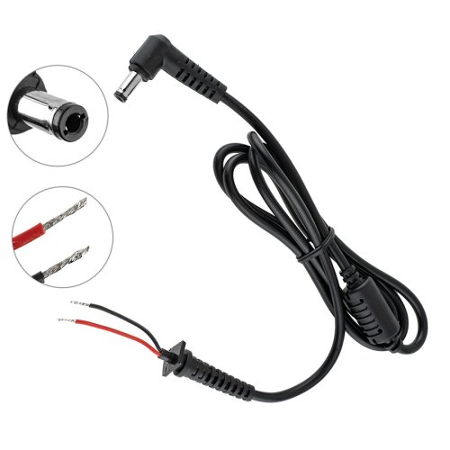 DC-кабель живлення для БЖ Lenovo 90W 5.5×2.5мм, 2×1мм, L-штекер (до ноутбука)