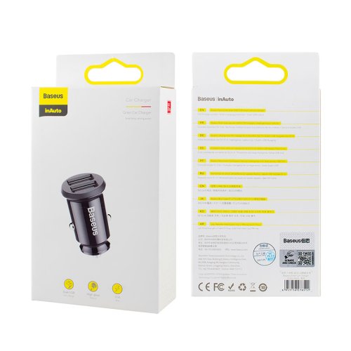 Автозарядка Baseus Grain 3.1A, 2×USB, чорна (CCALL-ML01)