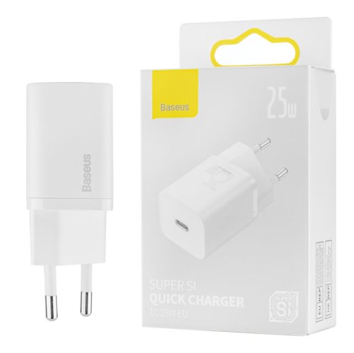 Зарядний пристрій Baseus Super Si 25W USB-C Quick Charger EU, білий (CCSP020102)