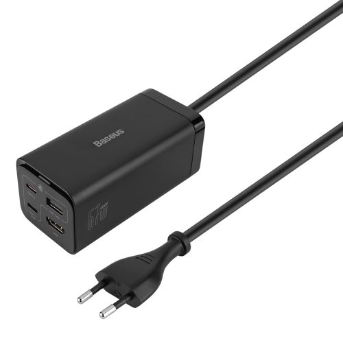 Baseus GaN5 Pro настільний зарядний 67W 1U+2C+HDMI, кабель 1.5 м, EU, чорний (CCGP110201)
