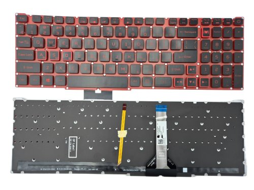 Клавіатура для Acer Predator Helios PH315-53/PH315-54/PH317-54 N20C3, RU, чорна, з підсвіткою, шлейф 16 мм