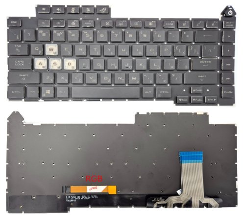 Клавіатура для ASUS G513/G513Q/G513QY/G513QM/G513RC/G513RM/G513IC/G513IE/G513IH/G533 RU чорна, RGB 4 Zone