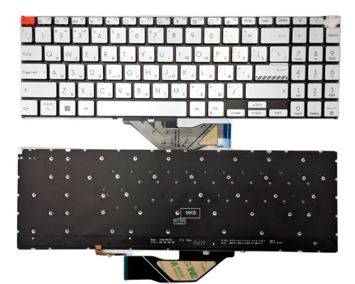 Клавіатура для Asus Vivobook K3502Z/16X S5602/M5602/X5602/M3502/M3502Q/S3502/M3502Z/M3502R/K3502/K3502ZA, Silver, з підсвіткою (RU)