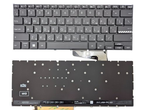 Клавіатура для ASUS X1404 X1404ZA X1404VA X1404VAP M1404, RU, чорна, з підсвіткою