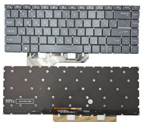 Клавіатура для MSI GE66 Raider MS-1541, GS66, GP66 Stealth MS-16V, Gray, RU, з підсвіткою