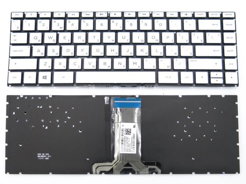 Клавіатура для HP Pavilion x360 14-CC/CE/CF/CK/CD/14M-CD/14T-CD/14-BA/14T-BA/14M-BA/14-BS/BK/14G-BR/BU, 240/245/246 G6, Silver, RU, підсвітка