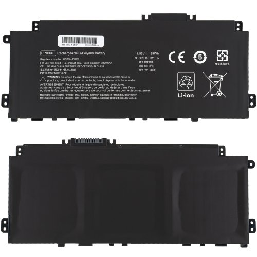 Акумулятор для ноутбука HP PP03XL (Pavilion 13), 11.55V 3380mAh, чорний