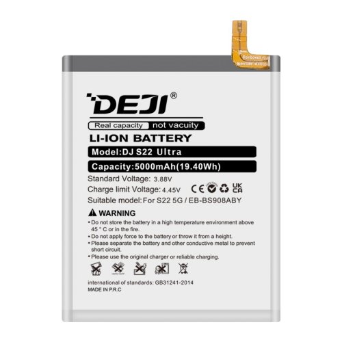 Акумулятор DEJI EB-BS908ABY для Samsung Galaxy S22 Ultra 5G SM-S908B/DS, 5000 mAh