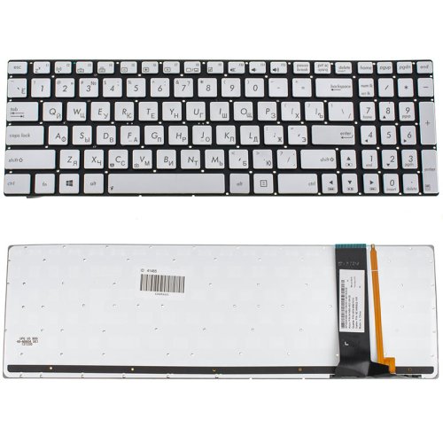 Клавіатура для ноутбука ASUS G550/N550/N750, срібляста, з підсвіткою, RU-розкладка, без рамки
