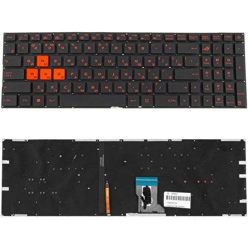 Клавіатура для ноутбука ASUS GL702VM, чорна, без рамки, RU-розкладка, підсвітка клавіш