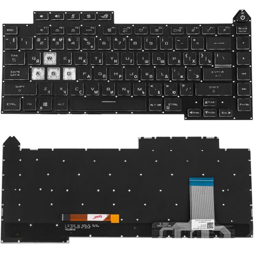 Клавіатура для ноутбука ASUS G513 series, чорна, без рамки, RGB-підсвітка, RU/EN