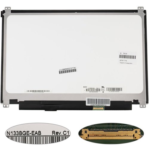 Матриця 13.3" N133BGE-EAB 1366x768 eDP 30pin LED Slim матова, розʼєм справа знизу (renew)