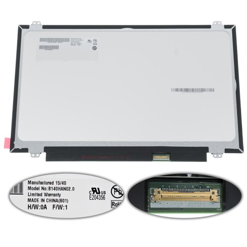 Матриця 14" B140HAN02.0 IPS FHD 1920x1080 eDP 30pin 220cd/m² матова Slim, роз’єм справа (renew)