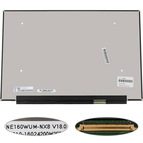 Матриця 16" NE160WUM-NX8 IPS 144Hz 1920×1200 eDP 40pin матова Slim LED, розʼєм справа внизу