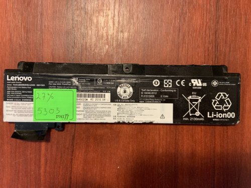 Акумулятор LENOVO SB10J79002, знос 27%, для ThinkPad T460S T470S Original (5303)