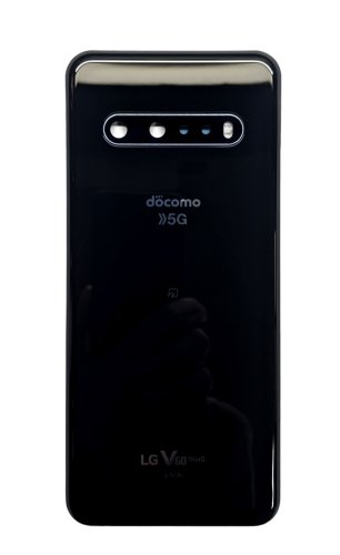 Задня кришка для LG V60 ThinQ 5G чорна зі склом камери