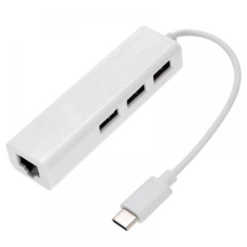 Перехідник USB‑C: Ethernet LAN RJ45 + хаб 3×USB для MacBook