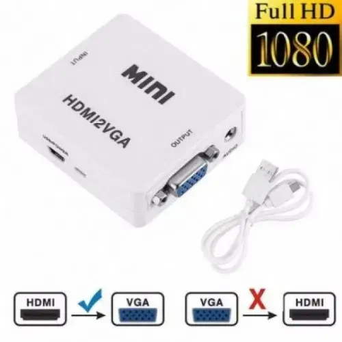 Конвертер HDMI→VGA HDMI2VGA з аудіо виходом для підключення монітора/проектора