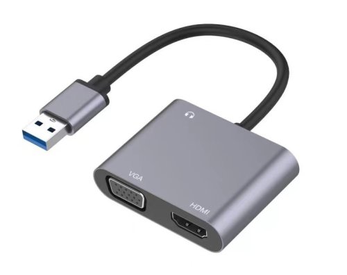 Адаптер-перехідник USB на HDMI/VGA для підключення монітора та проєктора