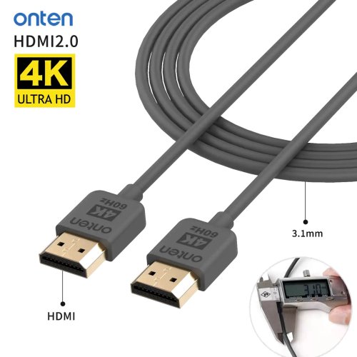 Ультратонкий HDMI‑кабель Onten 1,5 м (3,1 мм) HDMI‑HDMI, 4K@60Hz, HDTV 2.0, High Speed