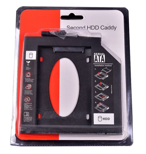 Фрейм‑перехідник Caddy для 2-го HDD/SSD SATA у відсік DVD 12.7/9.5 мм