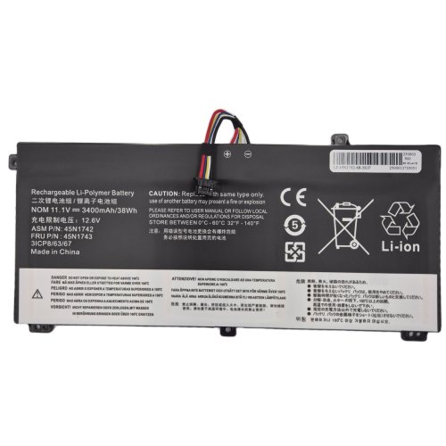 Акумулятор 45N1742 для Lenovo ThinkPad T550/T550s/T560/W550/W550s 11.1V 3400mAh 38Wh