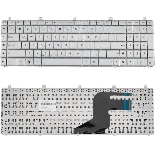 Клавіатура для ноутбука ASUS N55, N75, X5QS, російська розкладка, срібляста (версія N55)
