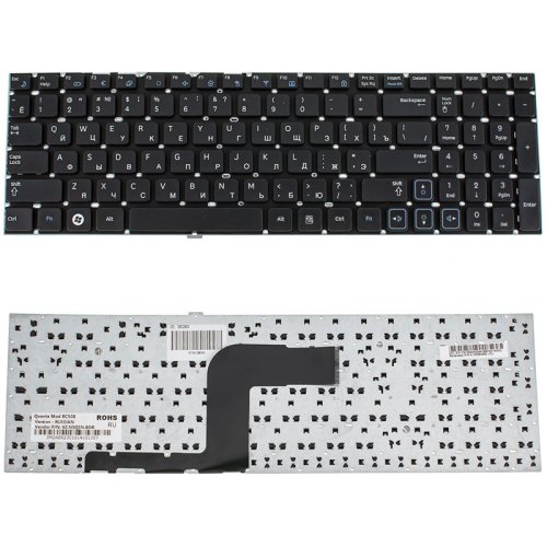 Клавіатура для ноутбука Samsung RC508/RC510/RC520/RV509/RV511/RV513/RV515/RV518/RV520, RU, чорна, без рамки