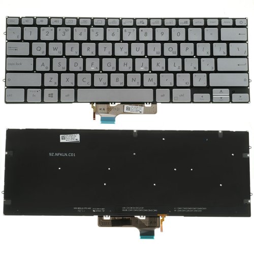 Клавіатура для ноутбука ASUS UX431 series, RU, срібляста, без рамки, з підсвіткою клавіш