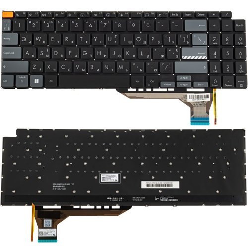 Клавіатура для ноутбука ASUS M3500 series, RU, срібляста, без рамки, з підсвіткою клавіш