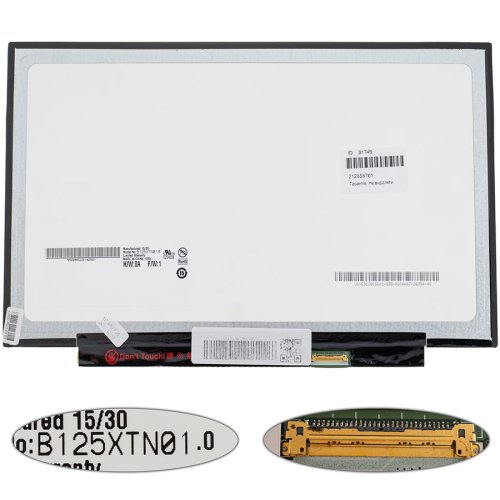Матриця 12.5" B125XTN01.0 1366×768 eDP 30pin LED Slim матова, роз’єм справа знизу, Lenovo X230/X240 (renew)