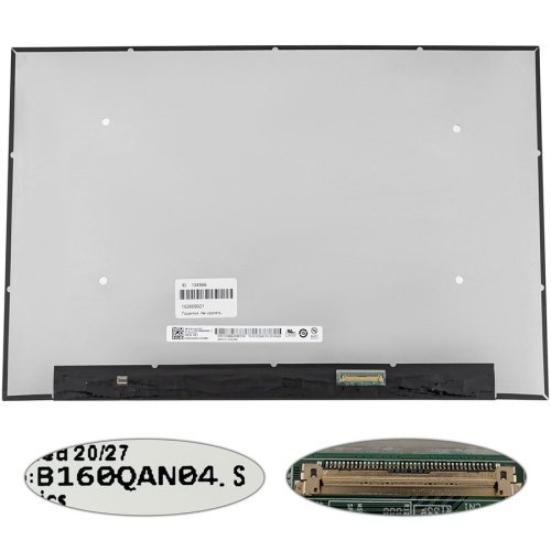 Матриця 16" B160QAN04.S IPS 3200×2000 120Гц eDP 40pin LED Slim матова, роз’єм справа знизу