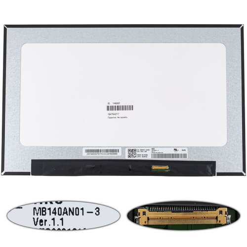 Матова slim LED-матриця 14" MB140AN01-3 1366×768 eDP 30pin (розʼєм справа знизу) для ноутбука
