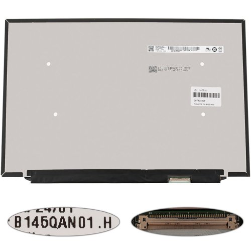 Матриця 14.5" B145QAN01.H IPS 2560×1600 90Гц eDP 40pin LED Slim матова (розʼєм справа знизу)