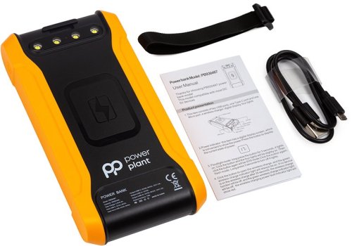 Мобільна батарея PowerPlant 20000mAh, PD 18W, USB-C, 2xUSB-A, QC3.0, Wireless, Solar panel 5.5V-0,2A