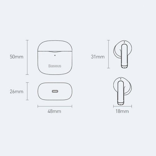 Бездротові Bluetooth навушники BASEUS True Wireless Earphones Bowie E3 IP64 | Black (NGTW080001)