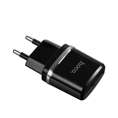 Мережевий зарядний пристрій Hoco C12 Smart dual USB charger Black