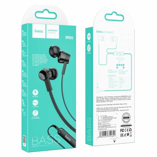 Навушники HOCO M86 Oceanic universal earphones with mic Black