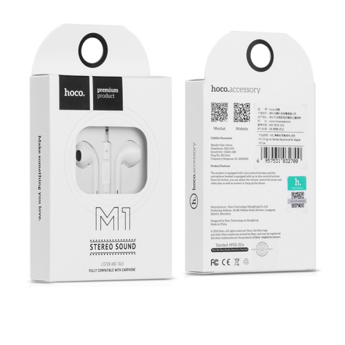 Навушники Hoco M1 original series Earphone for Apple White