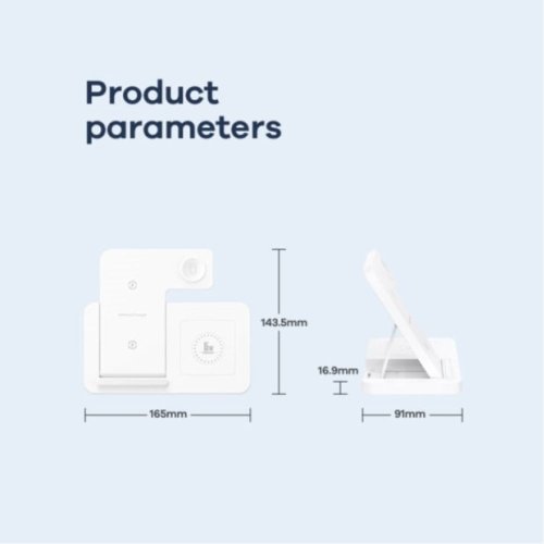 Настільна безпровідна зарядка чорна 3в1 розкладна + нічник REMAX RP-W70 3-in-1 22W