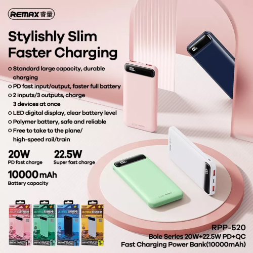 УМБ білий 10000mAh Remax RPP-520 20W+22.5WQC + PD Швидка зарядка