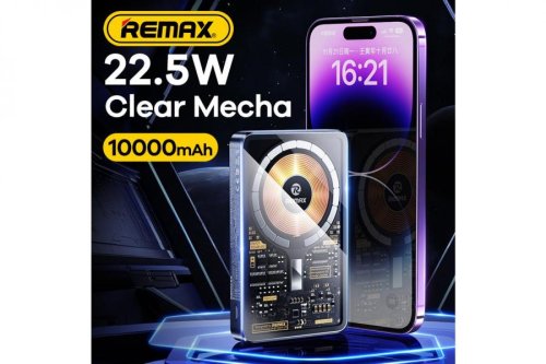 Бездротовий чорний повербанк Remax RPP-558 10000mAh Магнітний (PD&QC3.0)  Magsafe з підставкою (Black Walking Series)